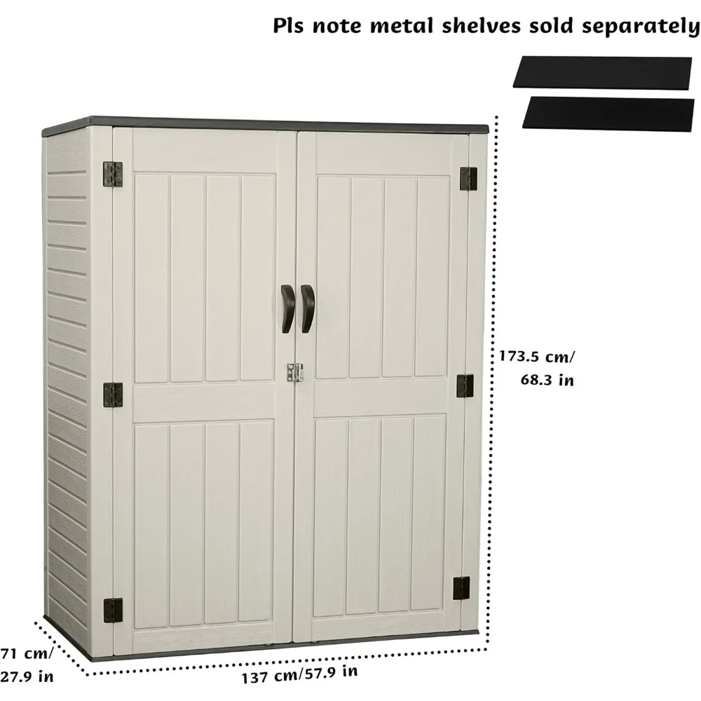 Vertical resin storage shed, plastic outdoor waterproof, 5.6 x 2.3 feet, garden tools and outdoor storage shed - view 3