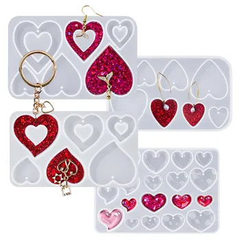Heart Shape Earring Pendant Silicone Mold DIY Love Series Keychain Epoxy Resin Mold…