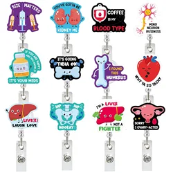Acrylic Organ Medicine Bottle Syringe Blood Bag Retractable ID Badge Holder Clip Rotating Alligator Clip Medical Badge Reel