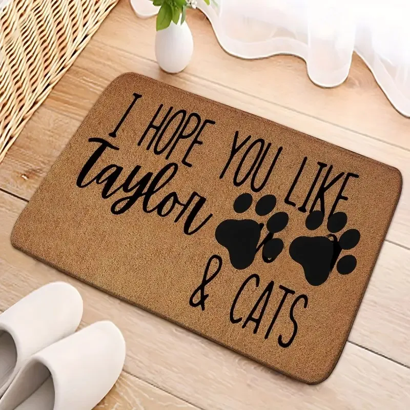 Cute Cat Letter Door Mat Non-slip Anti-fouling Mat for Entrance Living Room Bedroom Kitchen rug Machine Washable Home Room Decor