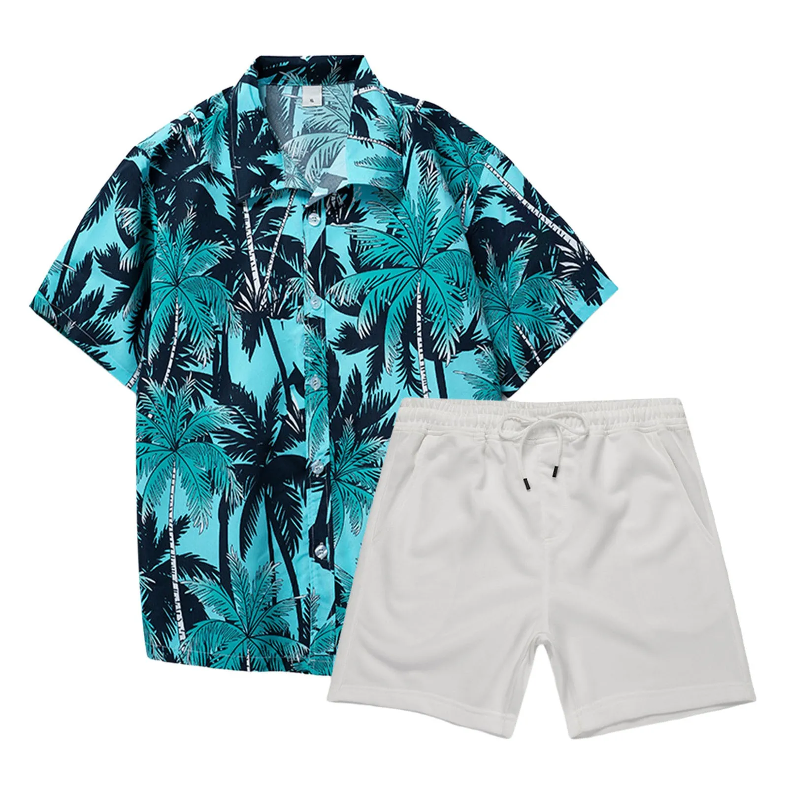 

Modern Suits for Men Mens 2 Piece Beach Vacation Set Shirts And Shorts Suit Outfits Mens Leafy Suit