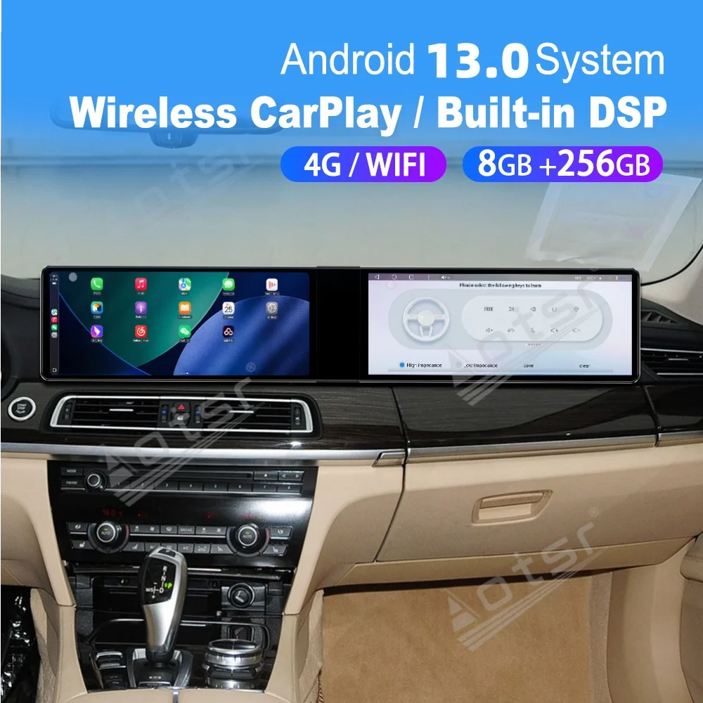 

12.3" Dual Screen Qualcomm Android 13 For BMW 7 Series 2009~2015 Car Multimedia Automotive GPS Navigation Car Radio Head Unit