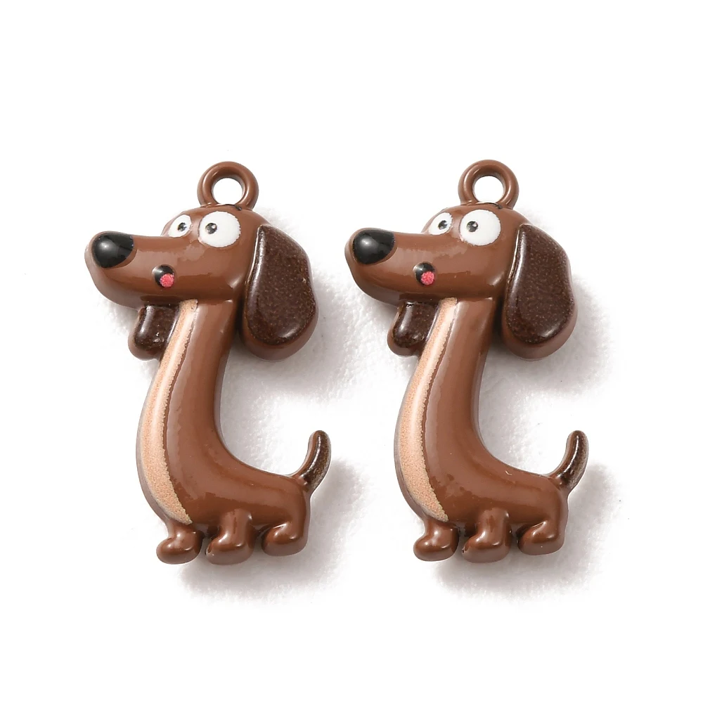 25pcs Cute Dachshund Dog Zinc Alloy Charms Brown Puppy Pendants for DIY Bracelet Necklace Keychain Jewelry Making Craft Supplies