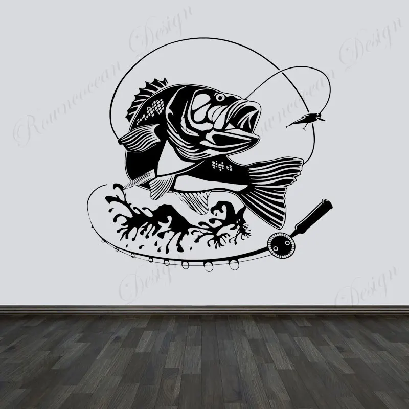 Fishing Hunting Fishing Rod Tackle Wall Sticker Vinyl Home Decor Room Car Window Decals Removable Waterproof Mural A663