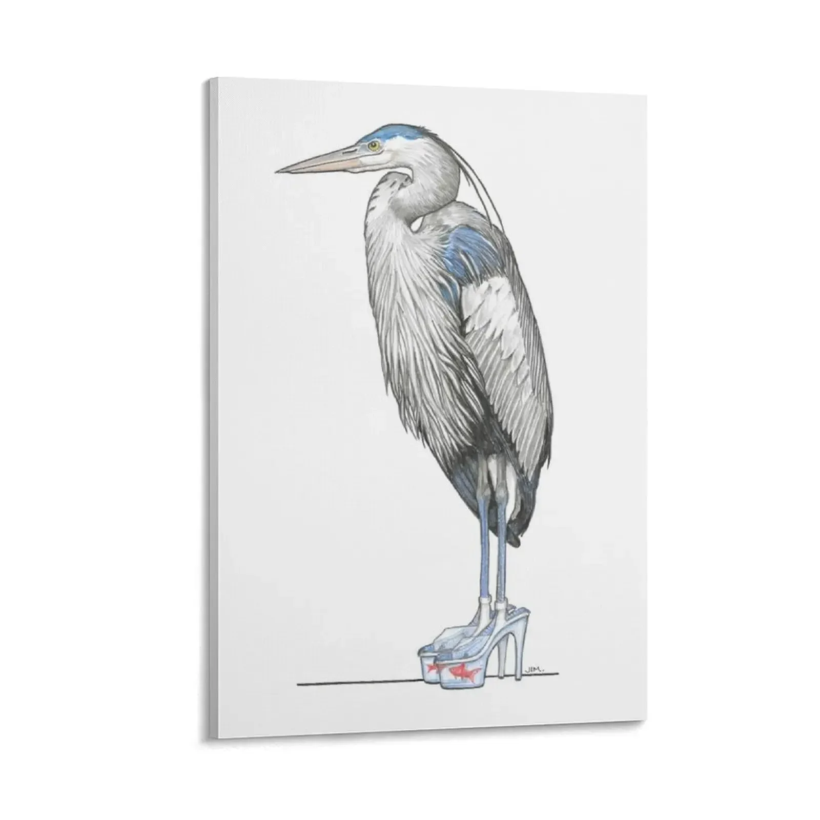 

Great Blue Heron in Aquarium Platform Heels Canvas Painting Paintings on the wall anime posters room decor