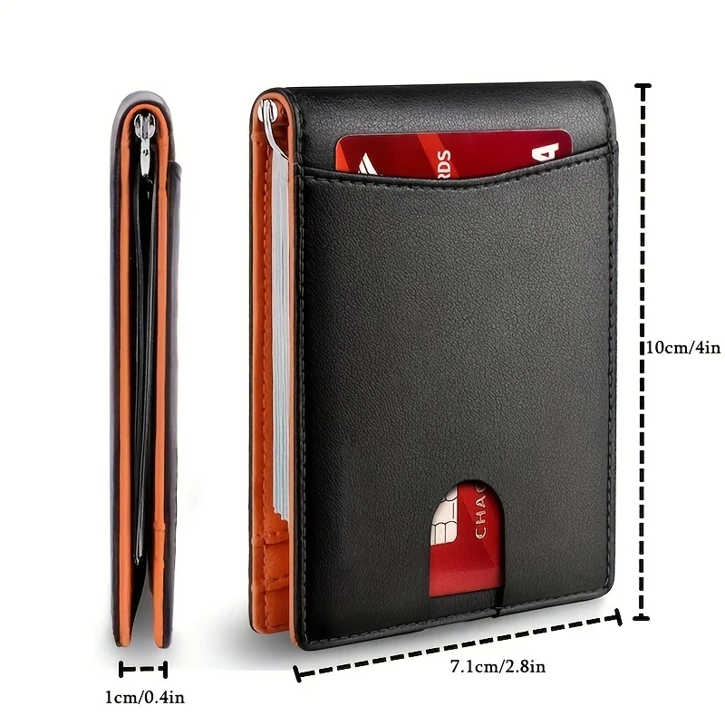 PU Leather  Slim Smart Wallet for Men with Money Credit Card Clip Mini RFID Blocking Leather Mens Thin Wallet Card Holder