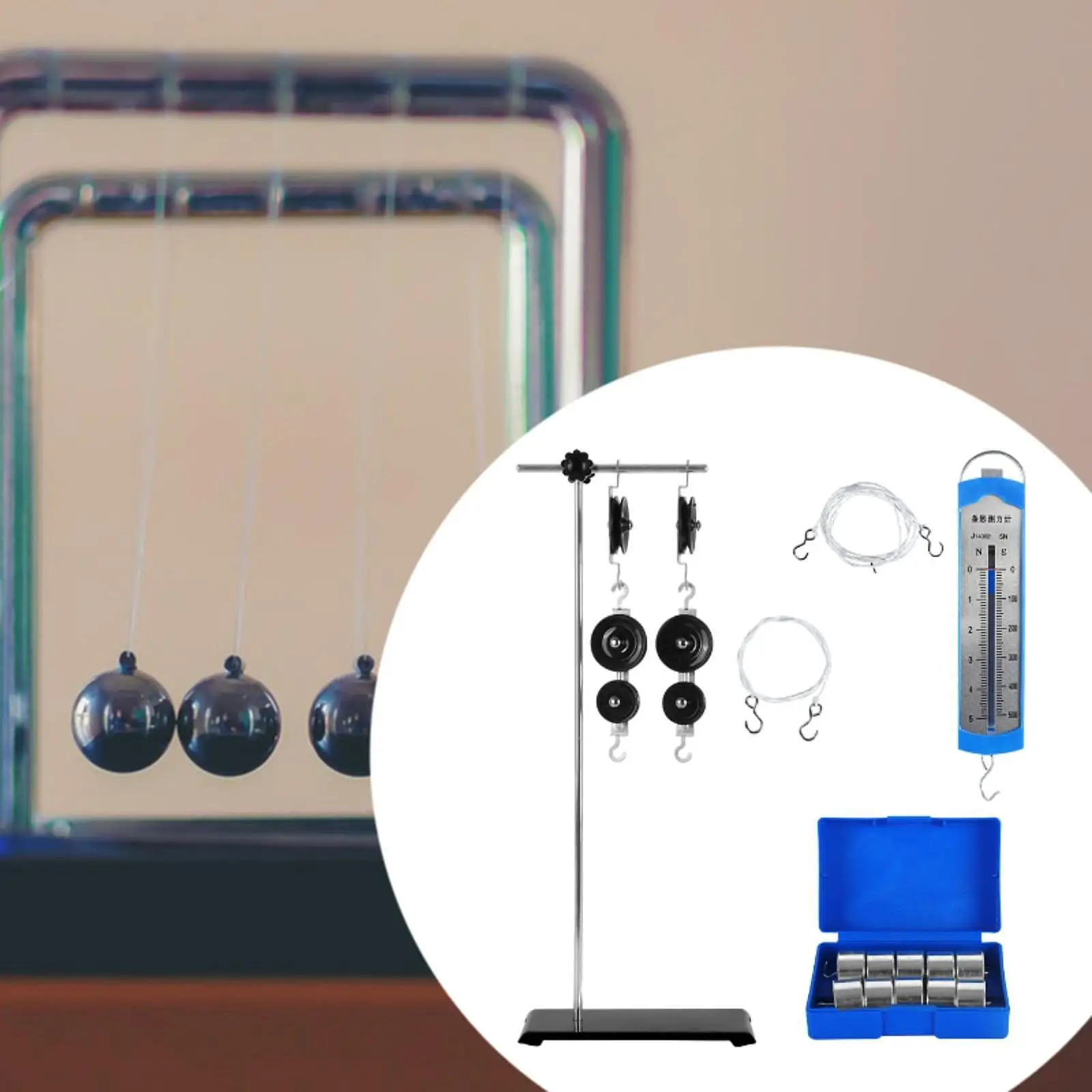 Riemenscheiben-Set für physikalische Experimente, Lehrmittel, stabiler Code-Box mit Metallhaken