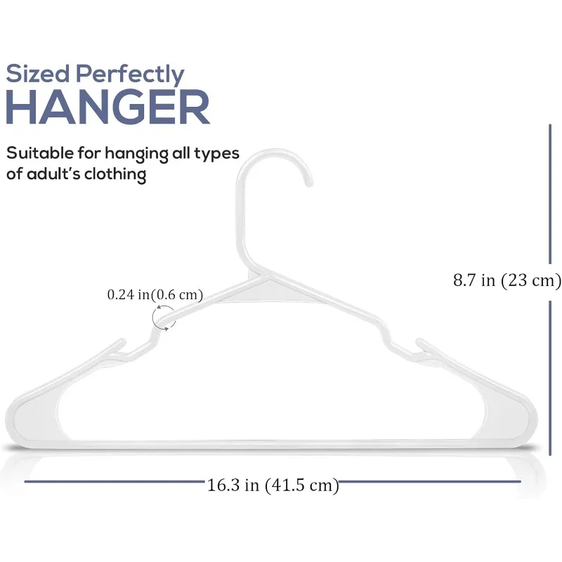 Home Clothes Hangers 200 Pack - Plastic Hangers Space Saving - Durable Coat Hanger with Shoulder Grooves (White)