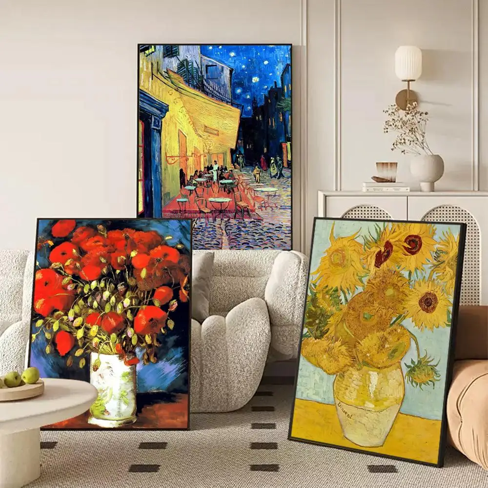 Van Gogh Cafe Terrace At Night Painting Calligraphy Canvas Poster Wall Art interior Hallway Home Decoration Holiday Gifts