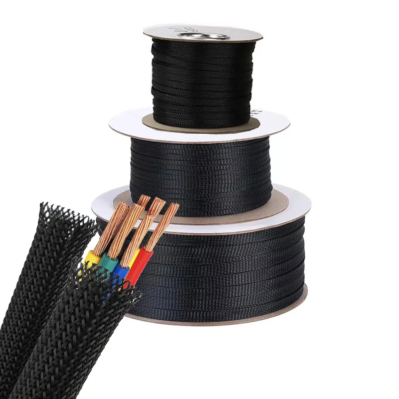 

328Feet PET Expandable Braided Sleeving Cable Wrap Mesh Wire Loom For Office TV Computer Home Theater Engine Bay Cord Organizer