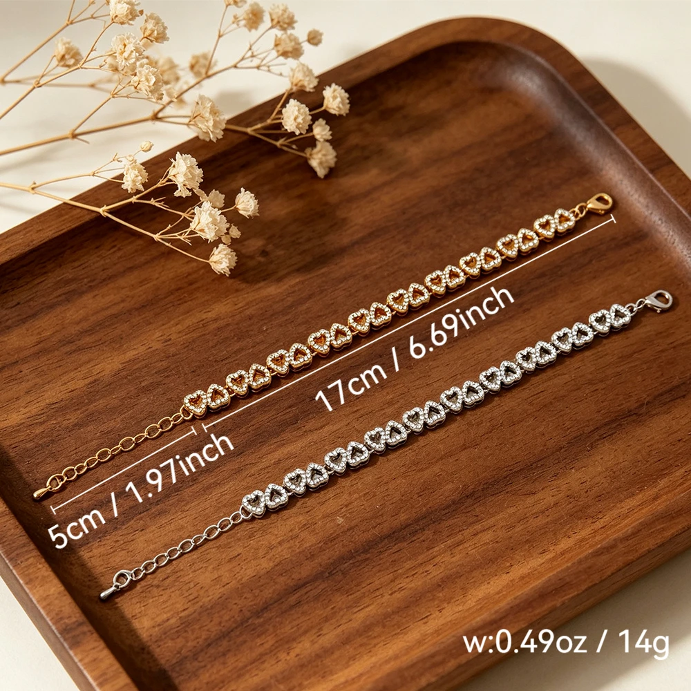 Heart-Shaped Diamond-Encrusted Bracelet, Versatile and Stylish for Commuting, a Matching Gift for Best Friends