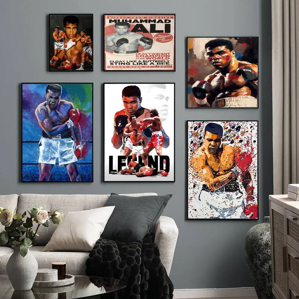 جديد كلاسيكي محمد علي قماش اللوحة الشهيرة الملاكم إلهام المشارك ورق مقاوم للماء ملصق مقهى البيت بار طلاء جدران