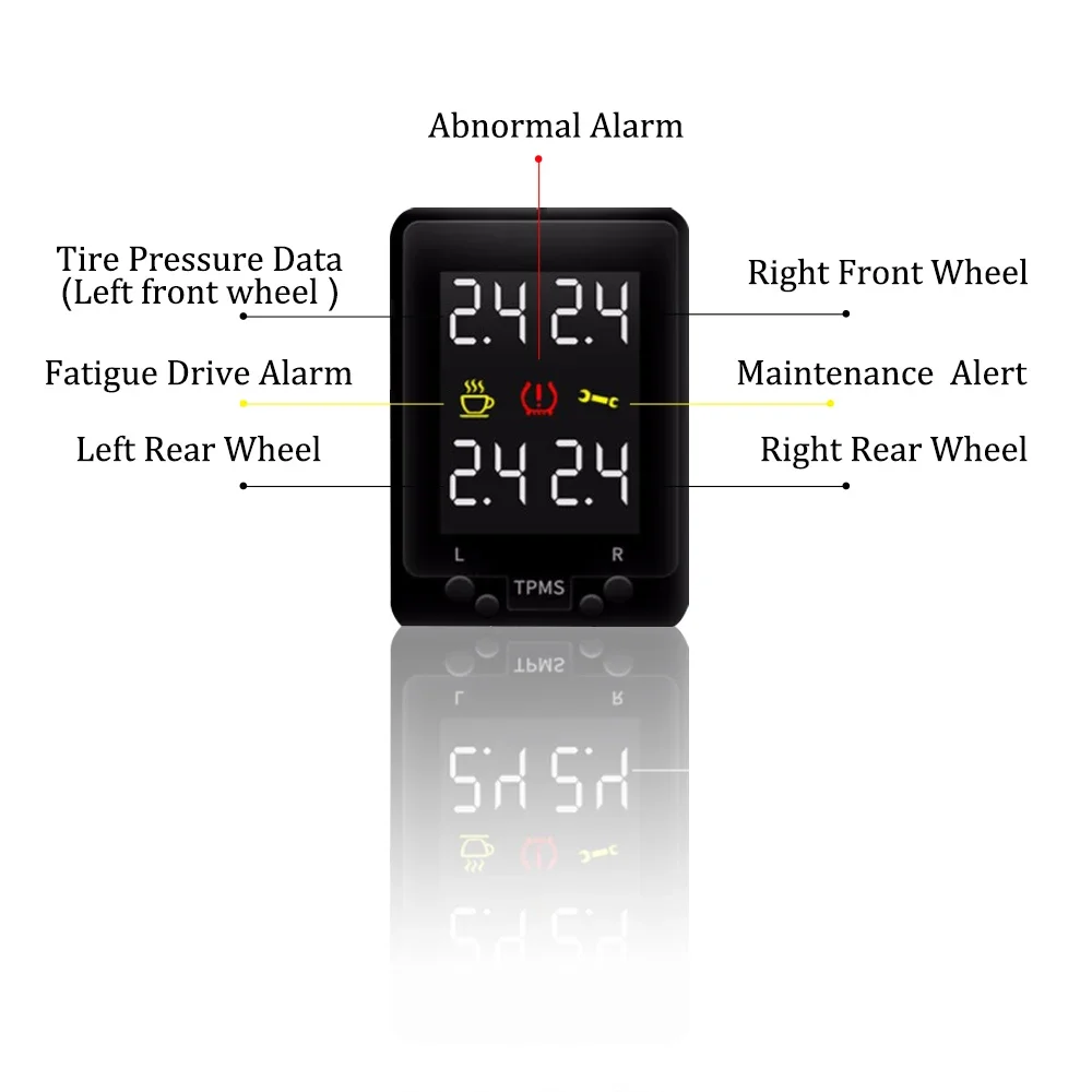 Car OBD TPMS Tire Pressure Monitoring System Digital LCD Display Security Alarm For Toyota RAV4 2008-2012 Corolla Auris Sienna