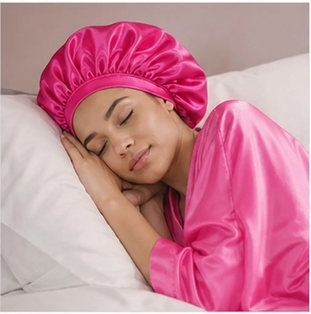 1Set Long Tube Satin Sleep Cap Elastic Hair Wrap for Women Sleeping Makeup Yoga Braids Curls Extensions Practical Hair