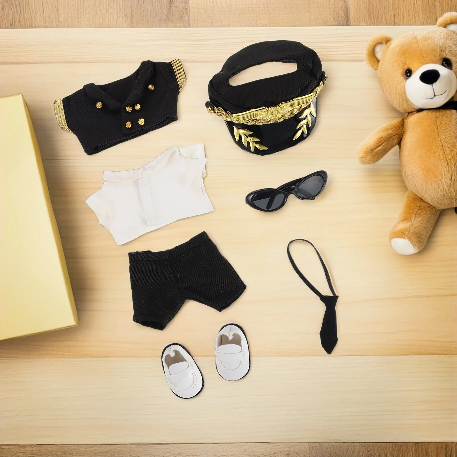 1 set 1 Set Captain Outfit Realistic Pilot Clothes For Soft Reusable Stuffed Animal Clothing - Kawaii Accessories For Role Play