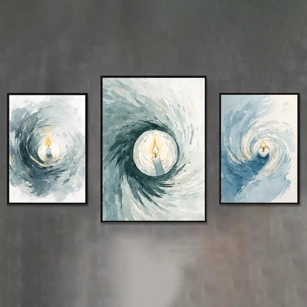 

Burning Candles Oil Painting Poster Durable Waterproof Aesthetic Wall Art HD Poster for Office Bedroom Bar Home Decor