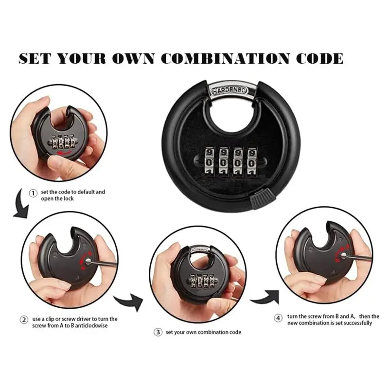 ABGH-2Pcs Disc Padlock For Sheds, Storage Unit, Gym Locker With Hardened Steel Shackle Lock