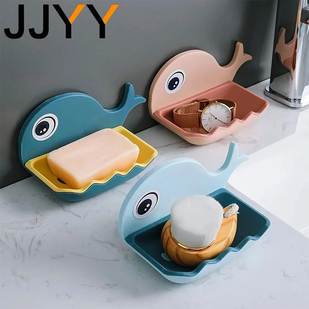 1 PC set shower wall drain soap holder cartoon hanging  soap dish with suction cup clothes drying rack  bathroom supplies