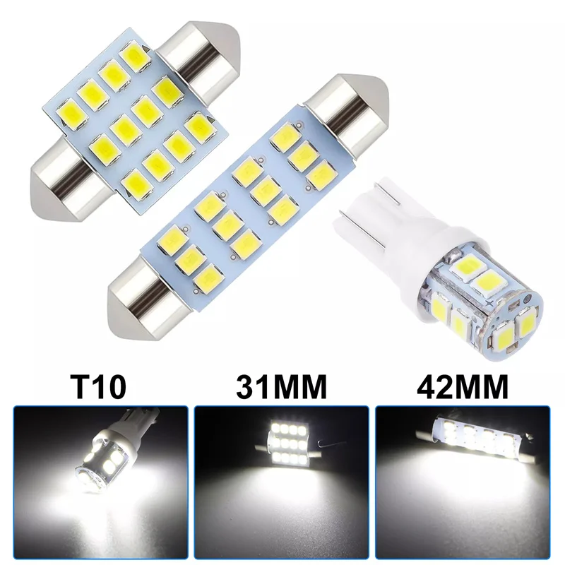 24 stks Universele T10 Auto Led Gloeilamp Witte Auto-interieur Dome Kenteken Festoen Kaart Leeslamp Gemengde Lamp set