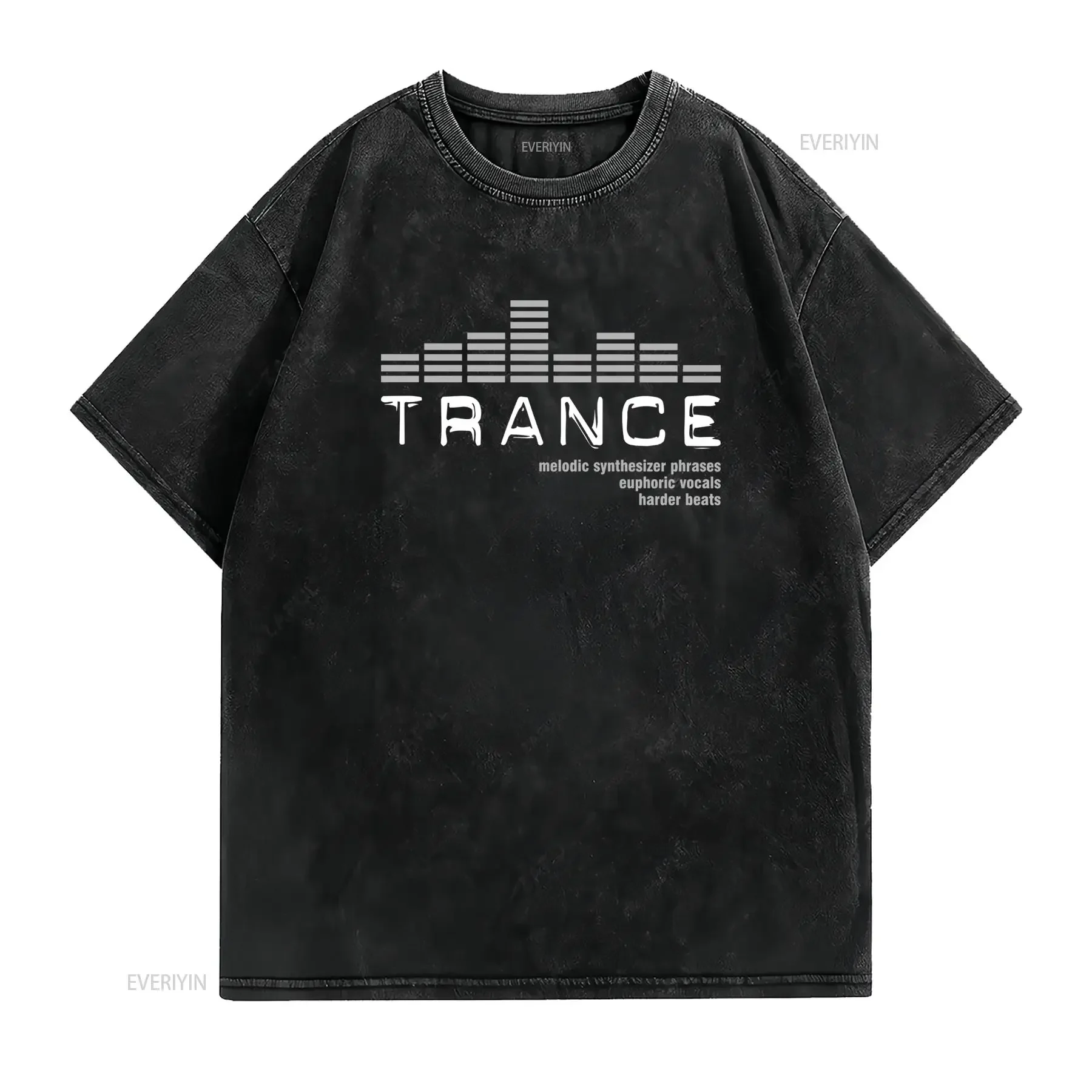 Streetwear Trance EDM Music Equalizer Print Rave Festival Casual T Shirt vintage Washed Breathable Versatile homme Soft