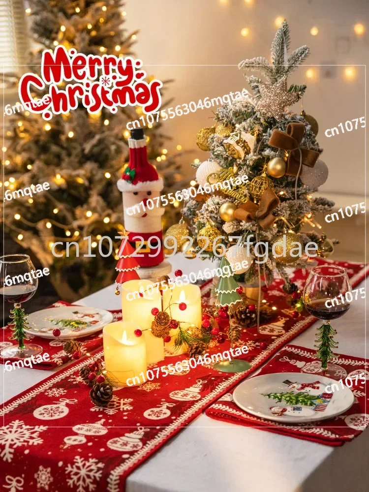 Christmas Decorative Scene Layout Creative Dinner Beauty Chen Package Christmas Tree Elderly Decoration Table Cloth Table Flag