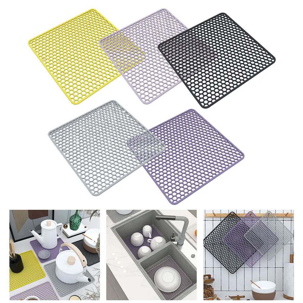

Anti Slip Silicone Drain Pad Kitchen Holes Silicone Sink Bottom Dishwasher Sink Bottom Protection Silicone Pad Thickened Drying