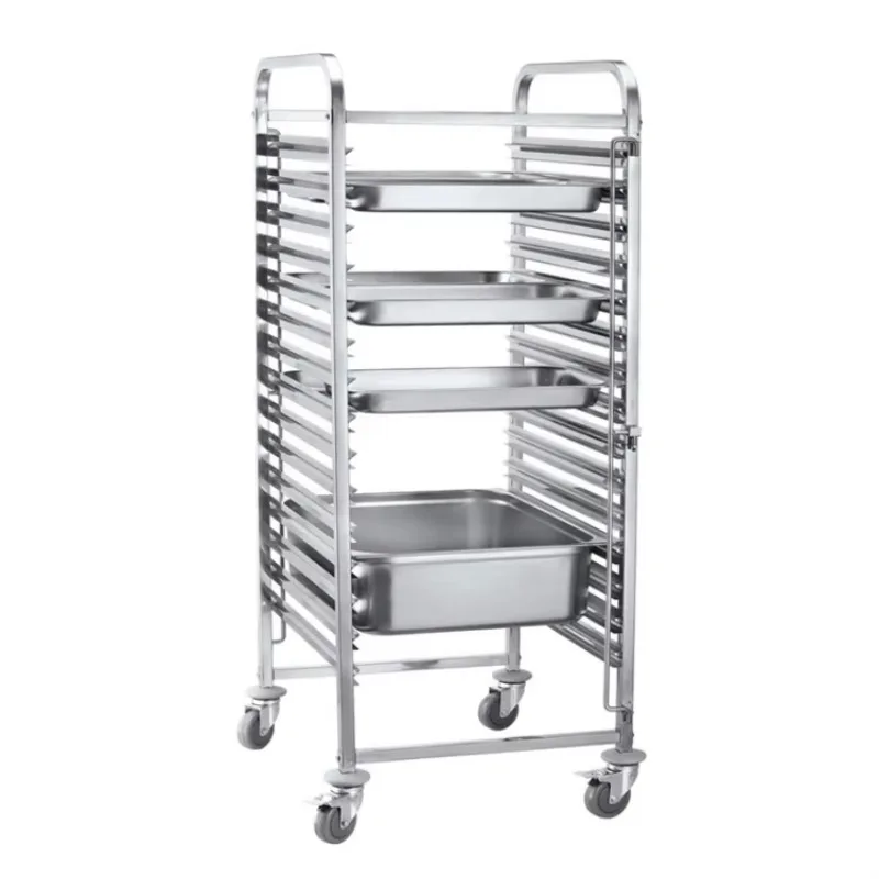 15 Tier 590X670X1700Mm Ss Gn Pan Rack Voedsel Oven Keuken Trolley Voor Hotel Restaurant Supermarkt