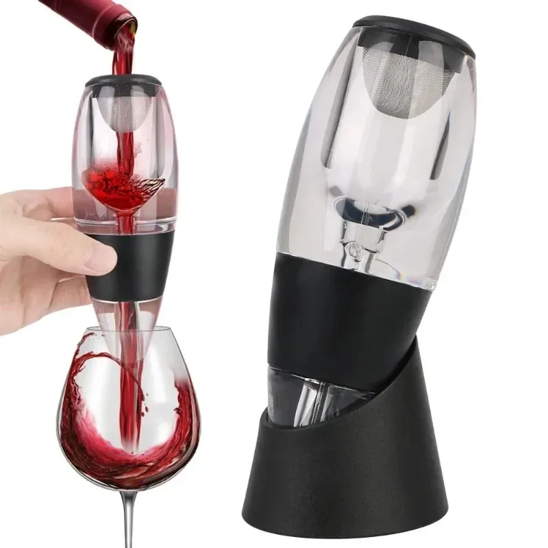

Professional Wine Decanter Pourer with Filter and Base Quick Sobering Wine Whisky Aerator Dispenser for Chrismas Party