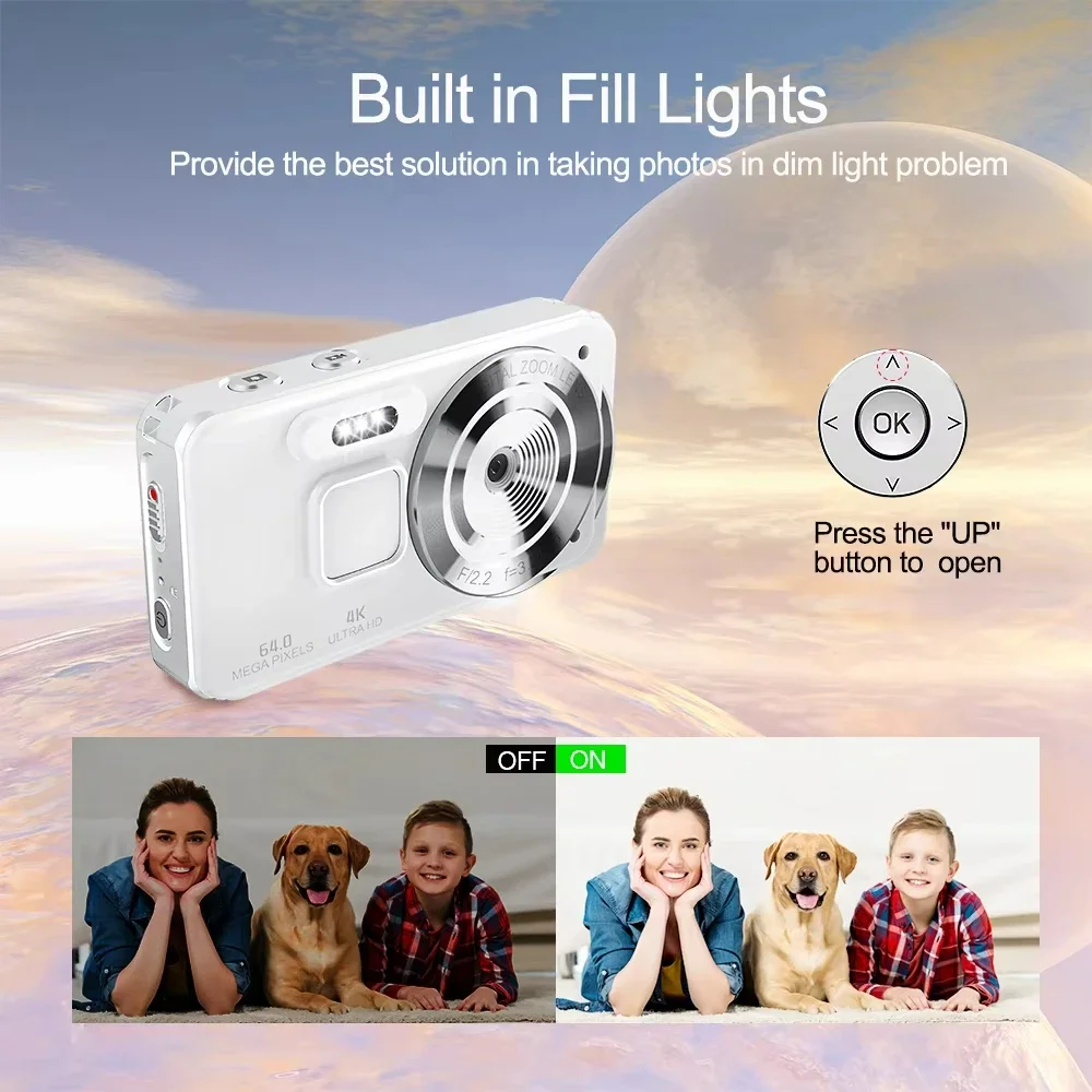 Portable Camera A56 4K 30FPS Digital HD Camera Type-C 2000mAh Multi Filter Photo/Vedio Camcorder for Children Mini Camera