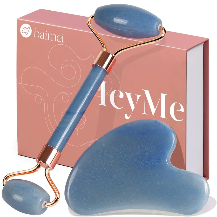 Rodillo de Jade Gua Sha, rodillo de belleza Facial, herramientas para el cuidado de la piel, regalo de cuidado personal para hombres y mujeres, masajeador para cara, ojos, cuello R