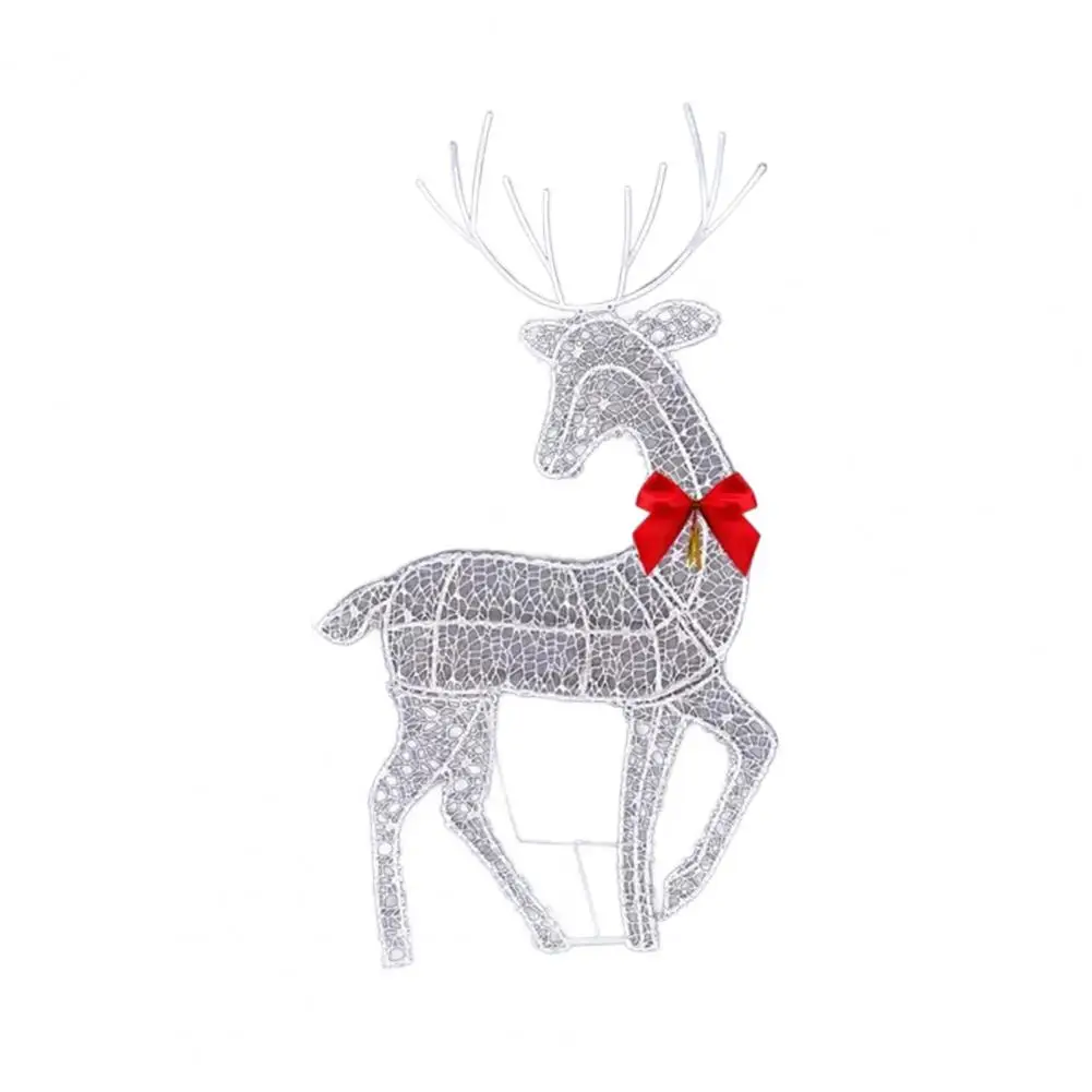 2025 Metal Deer Decoration Outdoor Reindeer Statues with LED Light Glowing Reindeer Ornament for Lawn Garden Yard