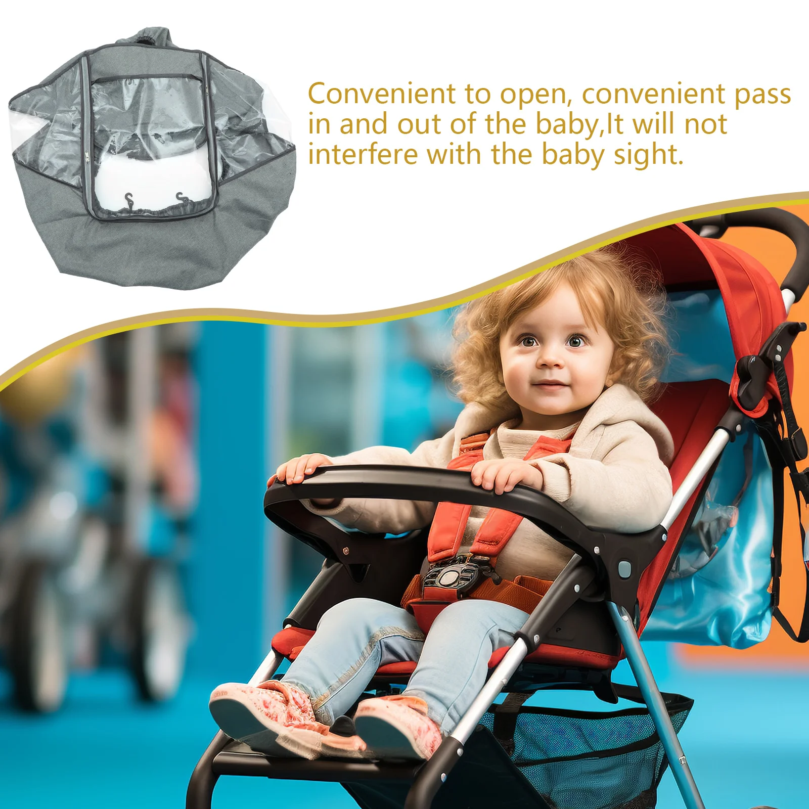 

Windproof Stroller Rain Cover Universal Carriage Cover Dustproof Spittle Proof For Outdoor Use Grey Easy Fold Durable