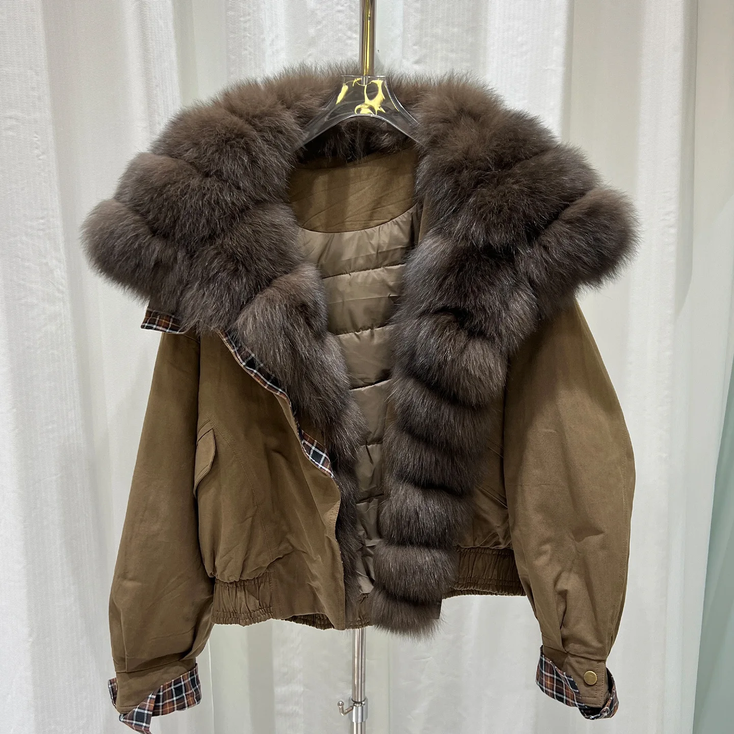 

White Duck down Coat Warm Parkas Female Zipper Fashion Outerwear Natural Fur Puffer Jacket Winter Women Real Fox Fur Jacket