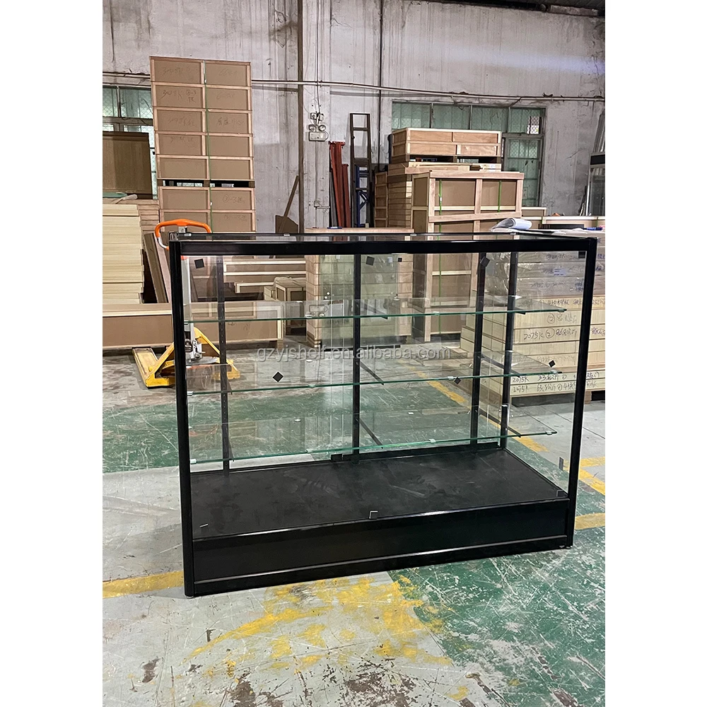 Custom.Cheap Glass Display Showcase Cabinet Display Case for Shop Lockable LED Light Smoke Shop Showcase