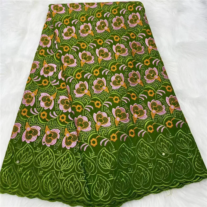 

5-ярдовая тяжелая вышивка бисером, африканская 100% хлопчатобумажная ткань премиум-класса, высокое качество, швейцарская вуаль, кружево, популярный стиль Дубая 30L36801