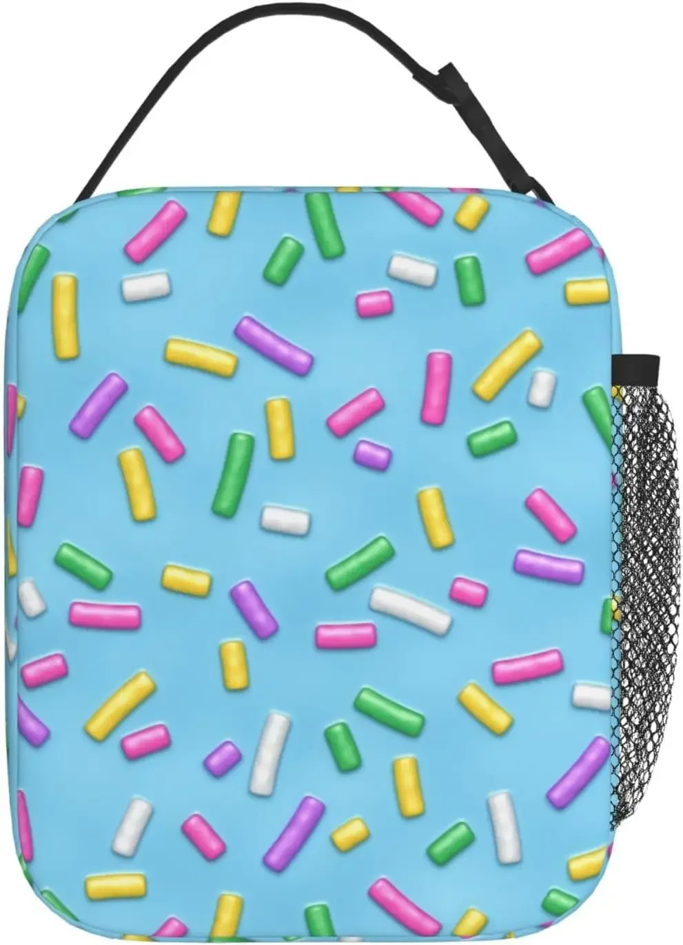 Colorful Donut Lunch Bag Insulated Reusable Portable Cooler Lunch Tote Bag with Side Pocket For Women Men Work Picnic Office