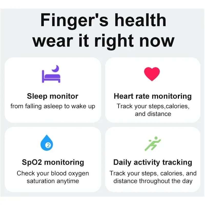 Anillo inteligente con estuche de carga: 5ATM, medida de temperatura de la piel, recordatorio de llamadas de mensajes, monitor deportivo de salud y sueño para hombres y mujeres