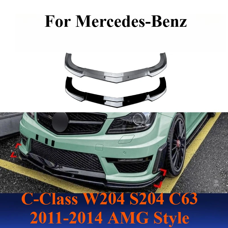

For Mercedes-Benz C-Class W204 S204 C63 2011-2014 AMG Style Front Lip Splitter Front Bumper Spoiler Corner Body Kit Modification