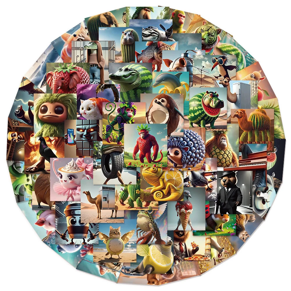 

10/30/62pcs Tung Tung Sahur Italian Brainrot AI Abstract Stickers for Kids Waterproof DIY Funny Animal MEME Sticker Packs