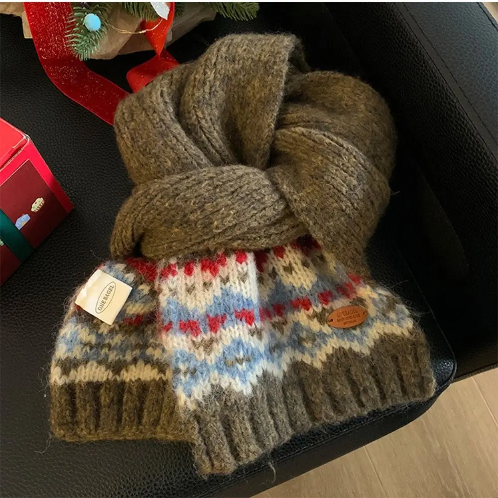 

Простой шерстяной жаккардовый вязаный шарф, теплые зимние кашемировые шарфы, утепленная однотонная шаль в стиле Fair Isle, осень-зима