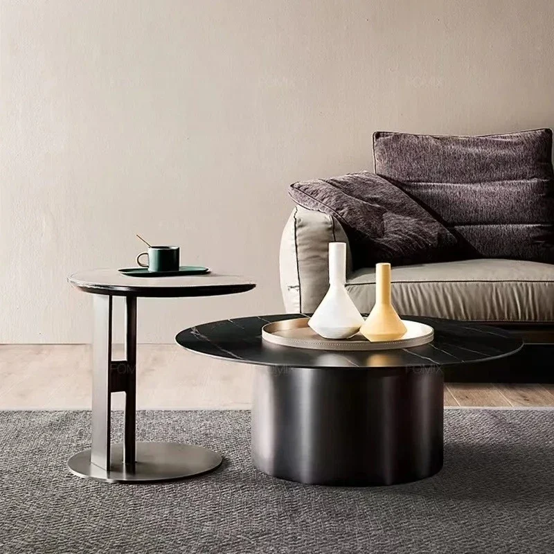 

Minimalist stainless steel creative light luxury high-end round corner sofa edge combination