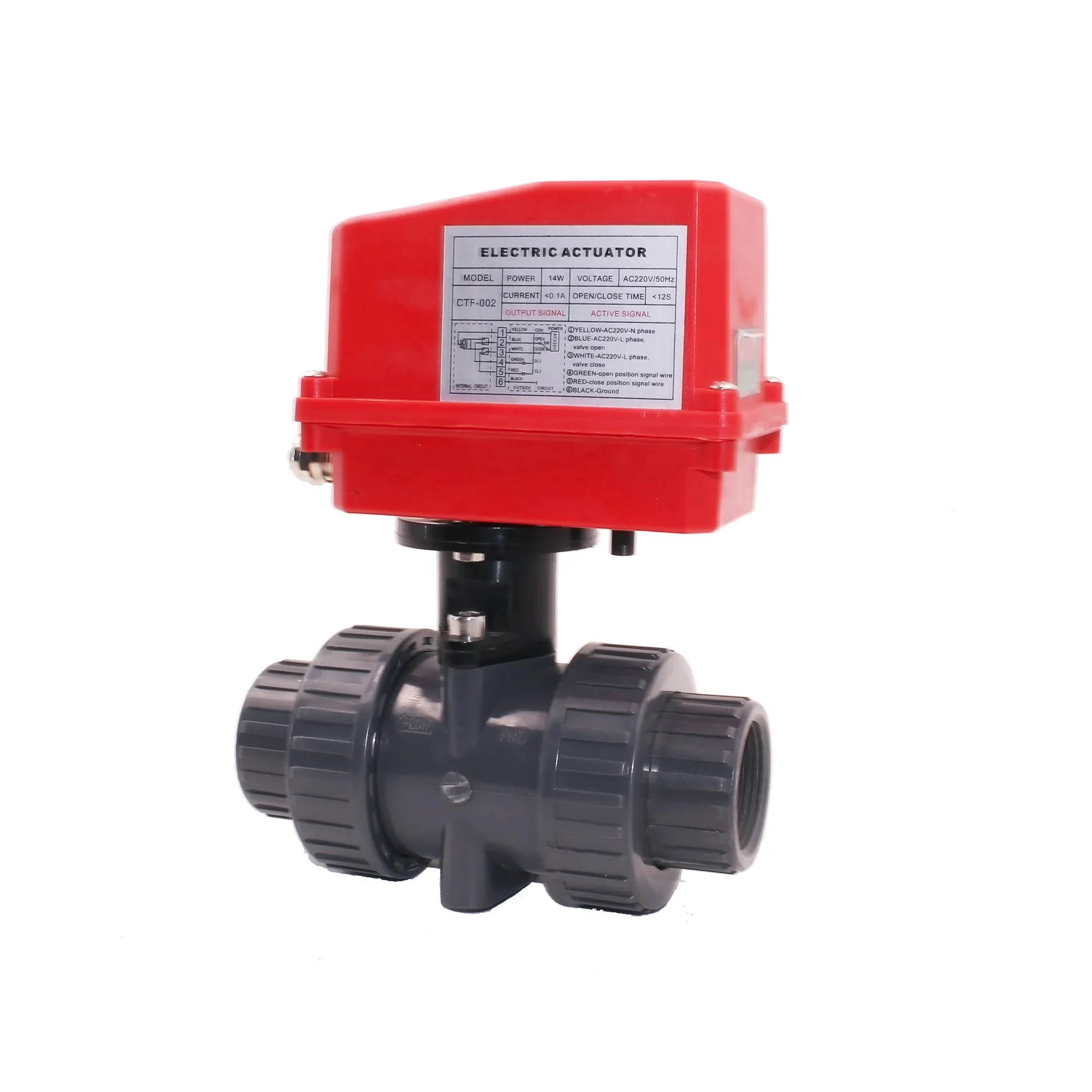 DN100 4 Inch 12V DC 2 Way Waterproof Double Union UPVC PVC 100mm Water Plastic Motorized Ball Valve with Electric Actuator