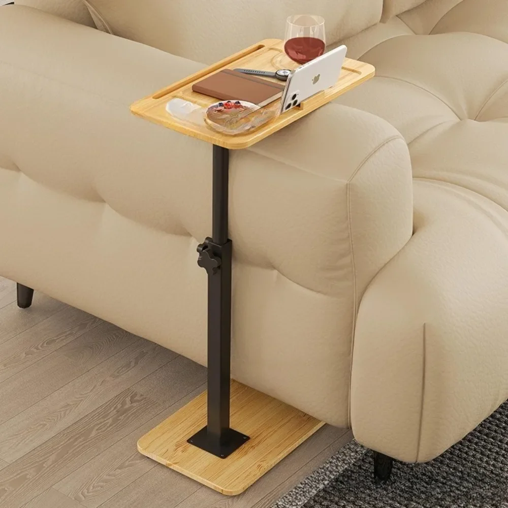 

Бамбуковый поднос для дивана, минималистичный C-образный торцевой столик с регулируемой высотой, съемный поднос для ванной комнаты, простой бытовой регулируемый кронштейн