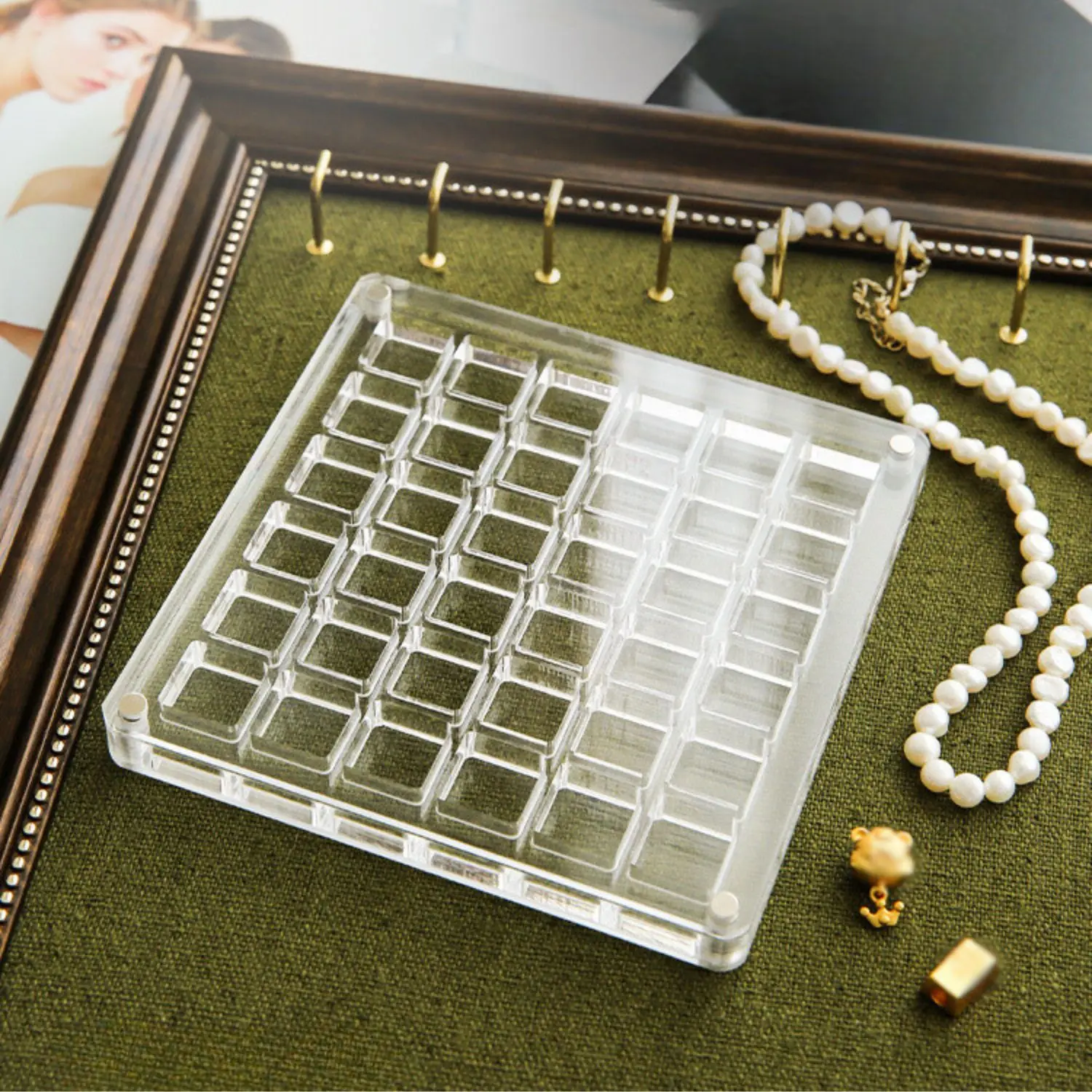 1PC small gold bean storage box special acrylic gold transfer bead pendant compartment collection box antioxidant display box