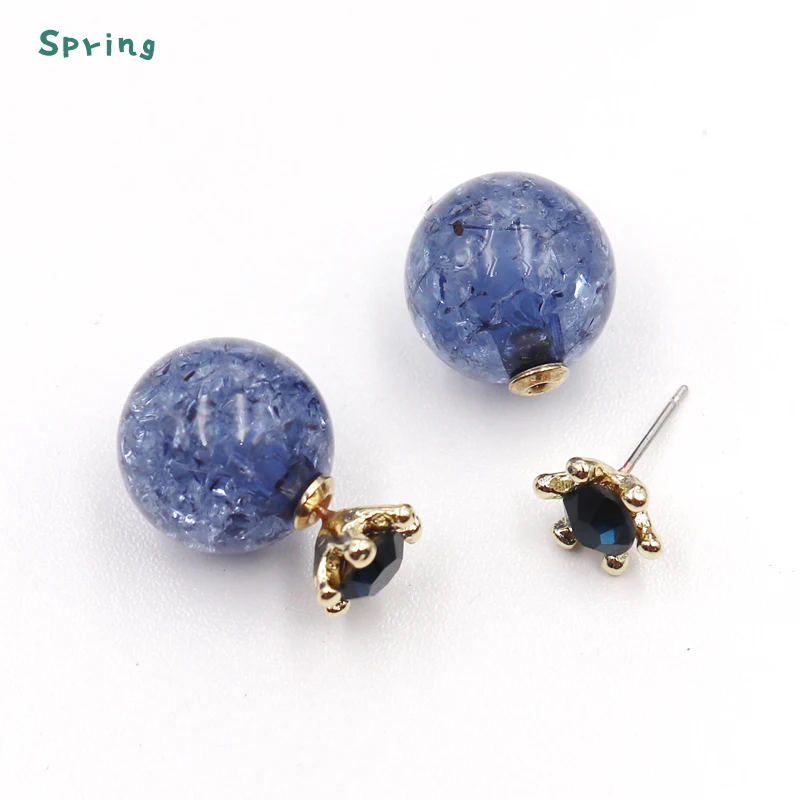 Front Back Wear Stud Earrings Blue Crown Double Sided Wear Stud Earrings For Women Daily Commute Jewelry New Fashional