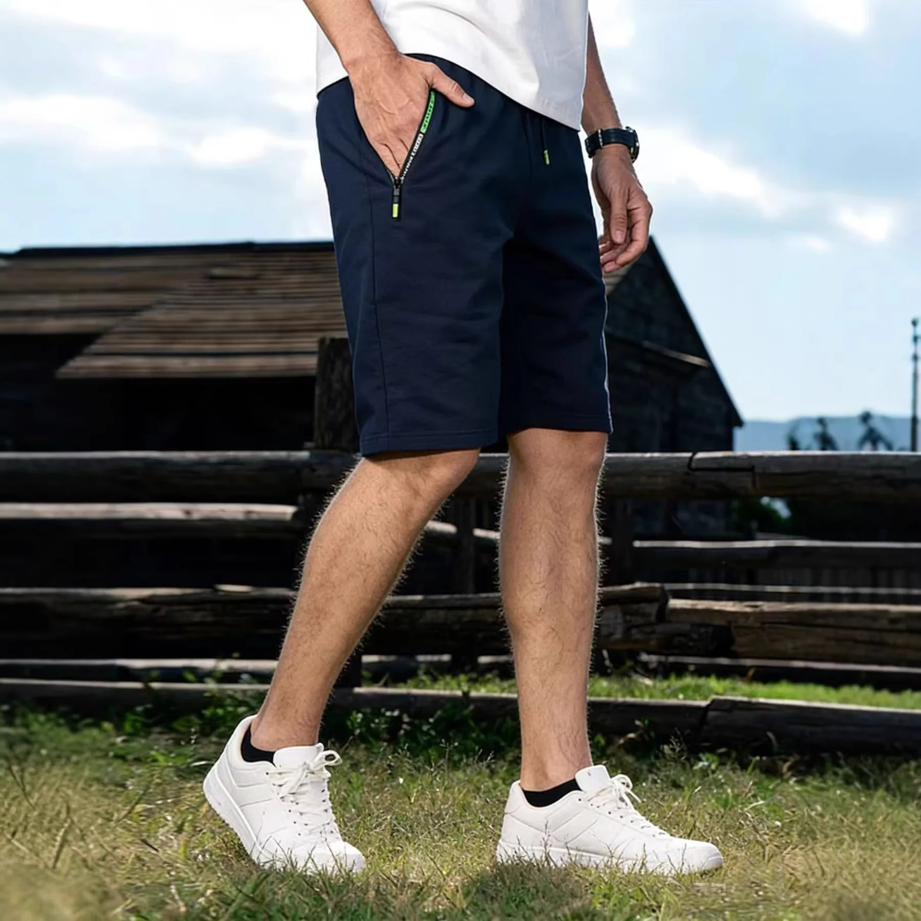 

Men Summer New Five Point Pants Men Casual Knitted Sports Shorts Men Teenager Trendy Style Plus Size Loose Fitness Streetwear