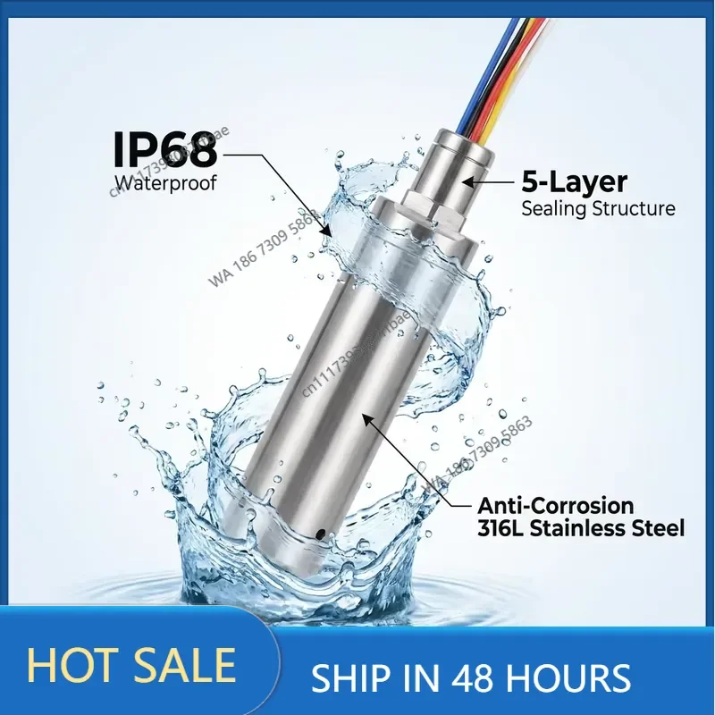 Submersible Hydrostatic Water Level Sensor with IP68 Protection Multiple Signal Output