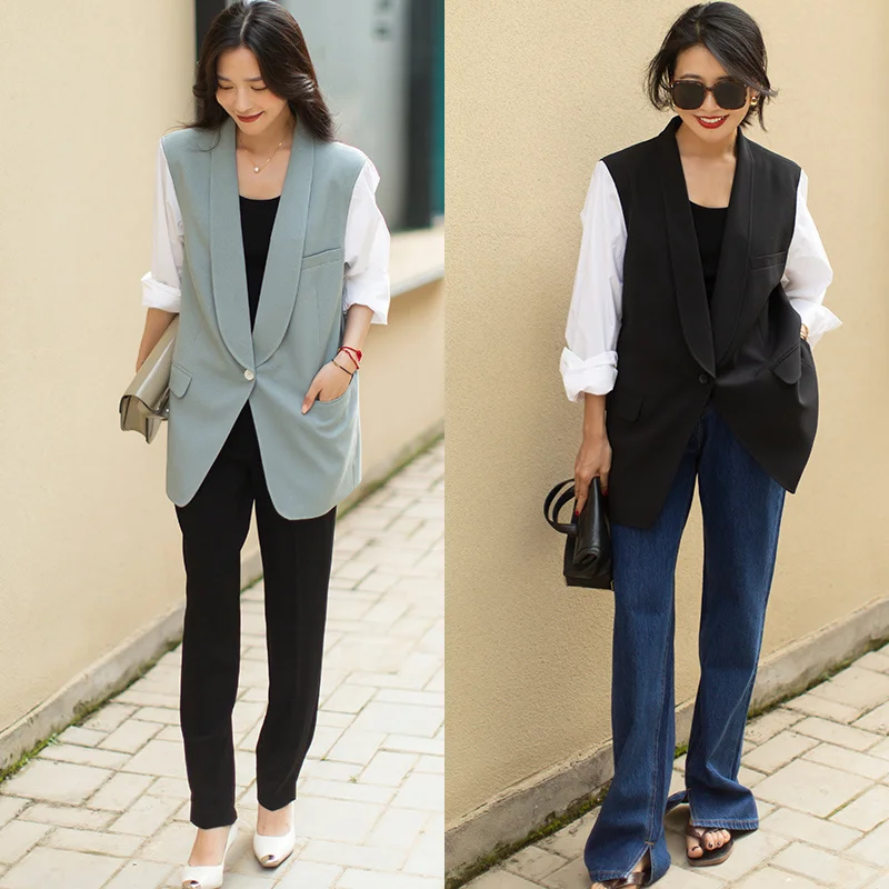 

Faionable Loose Patchwork Color Blo Suit Ele Ladies' Spring 2023 Two-Piece Ensemble Fabric Contrast Trendy Design