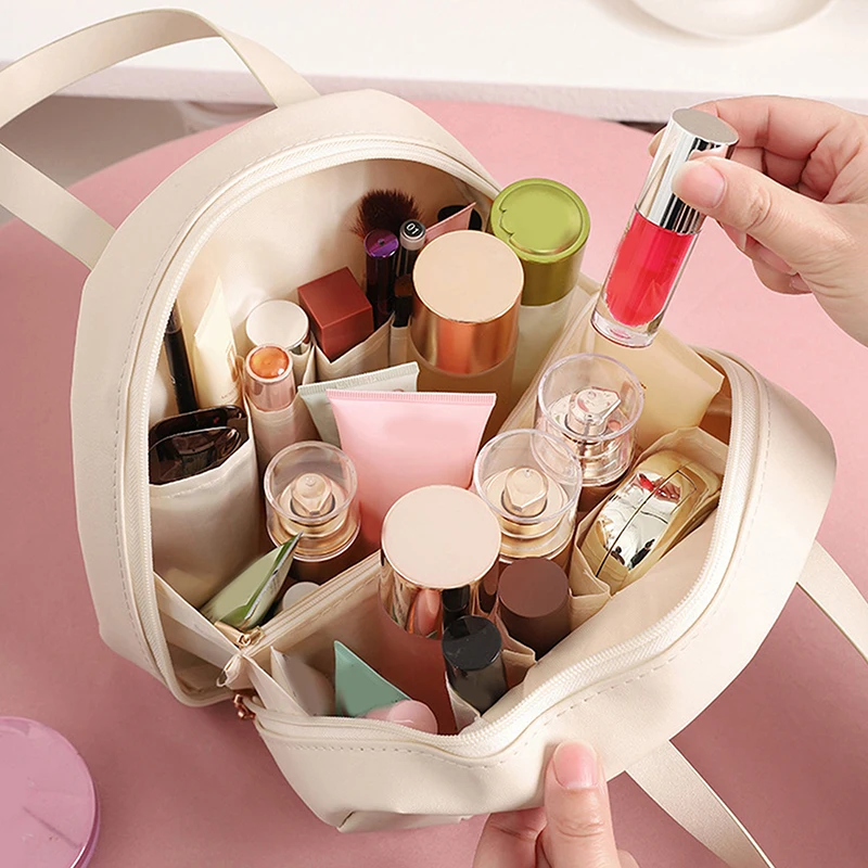 Organizador de maquillaje de viaje, neceser femenino, bolsa de gran capacidad, bolsa de maquillaje, bolsa de almacenamiento, bolsa de cosméticos portátil de lujo para mujer