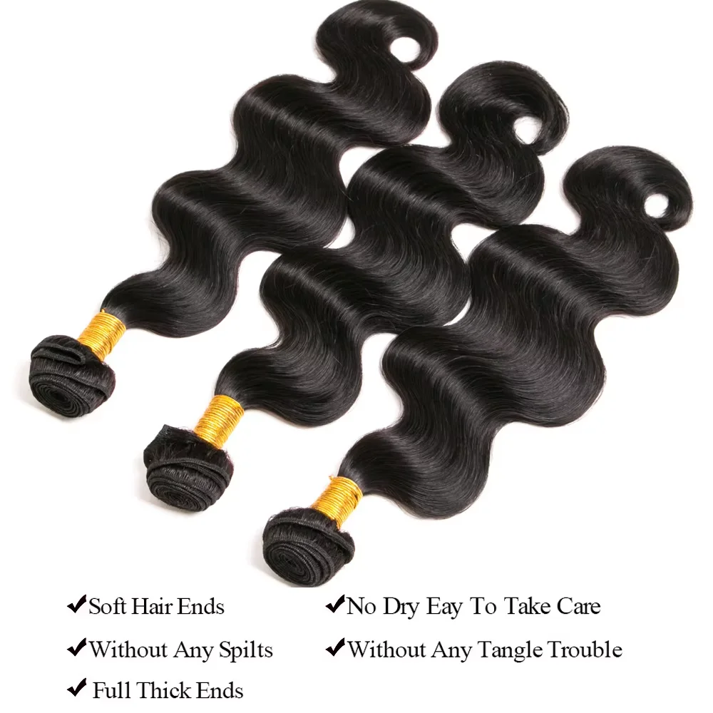 บราซิล Body Wave Human Hair Bundles ธรรมชาติผมสาน 1/3/4 Bundle Deal 32 นิ้ว 100% Human Hair วิกผม remy Hair Extensions
